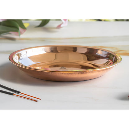 Pure Copper Plain Design Pooja Worship Thali Plate