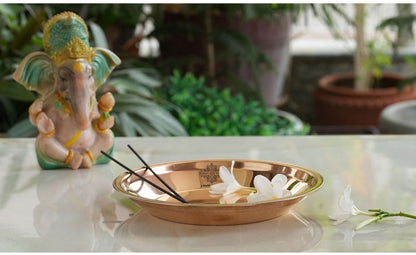 Pure Copper Plain Design Pooja Worship Thali Plate