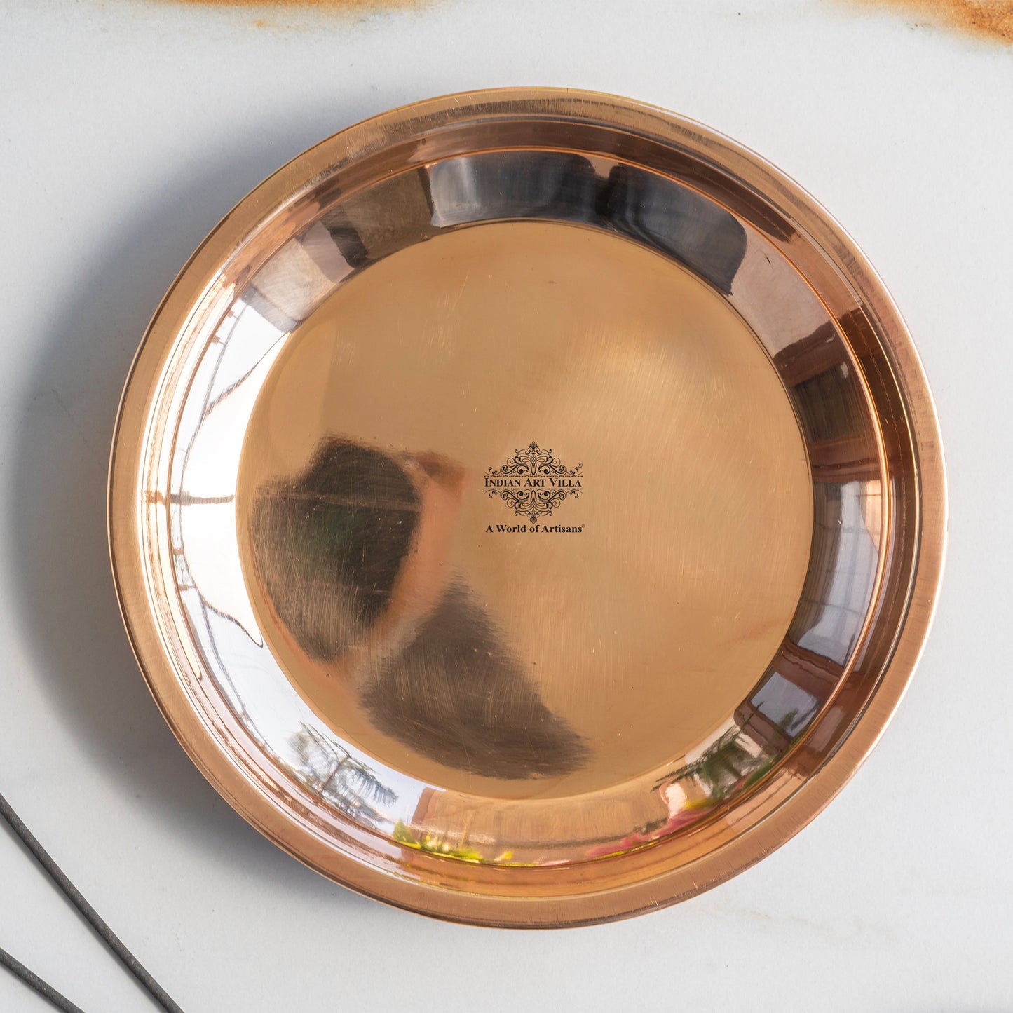 Pure Copper Plain Design Pooja Worship Thali Plate