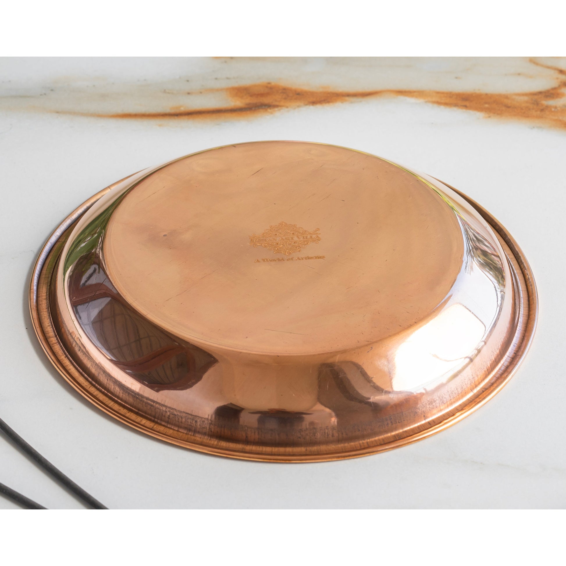 Pure Copper Plain Design Pooja Worship Thali Plate