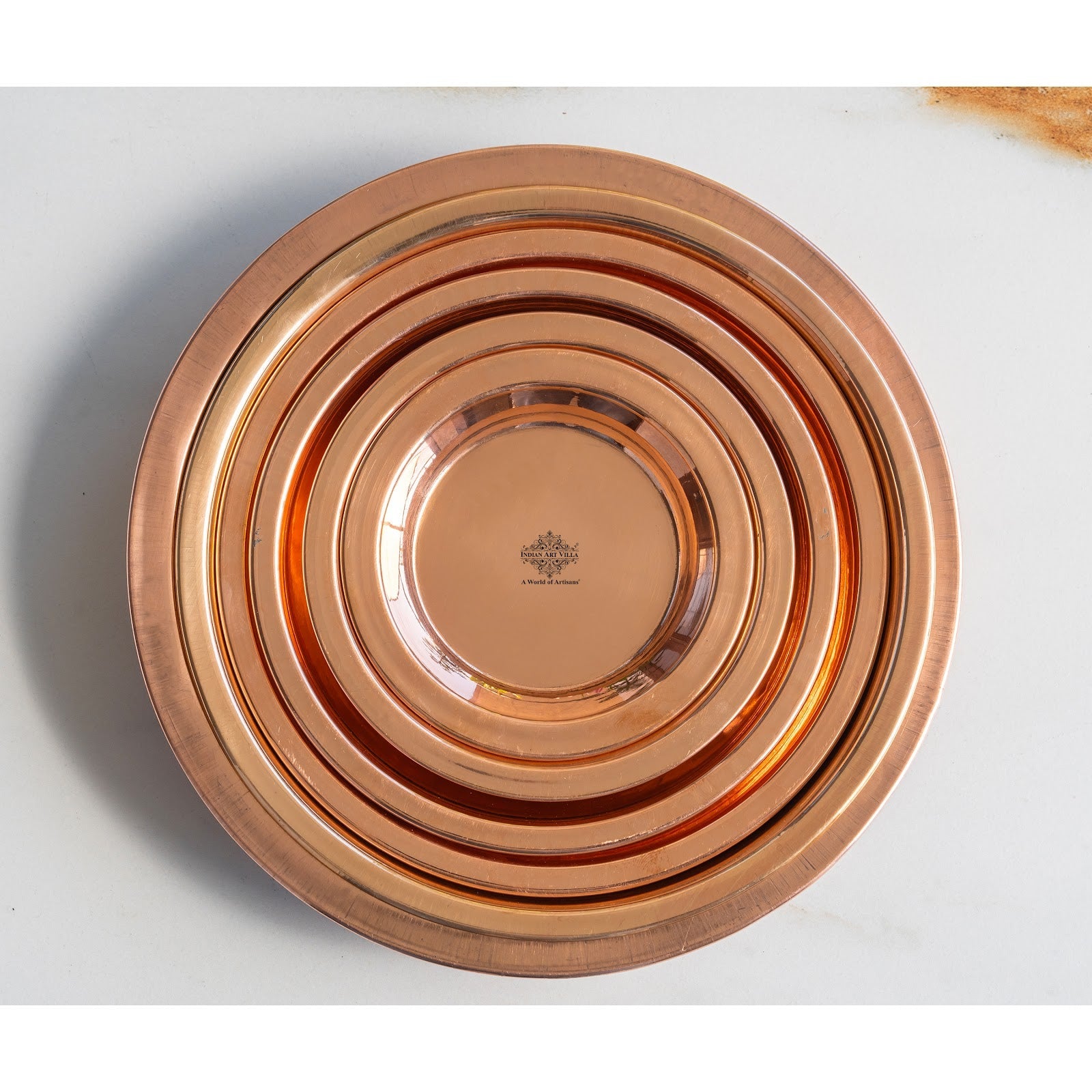 Pure Copper Plain Design Pooja Worship Thali Plate