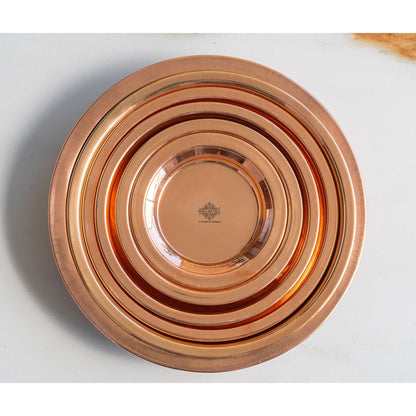 Pure Copper Plain Design Pooja Worship Thali Plate