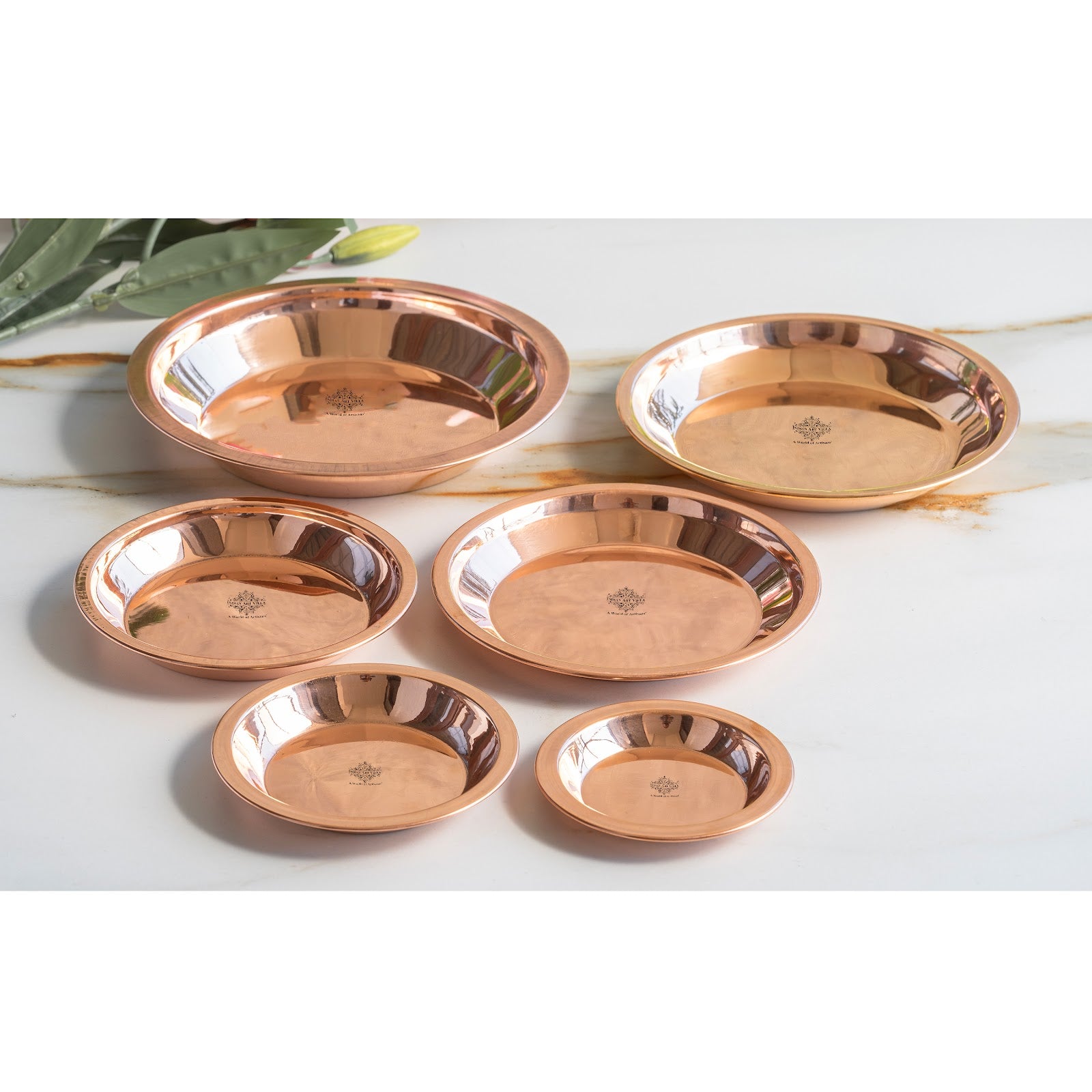 Pure Copper Plain Design Pooja Worship Thali Plate