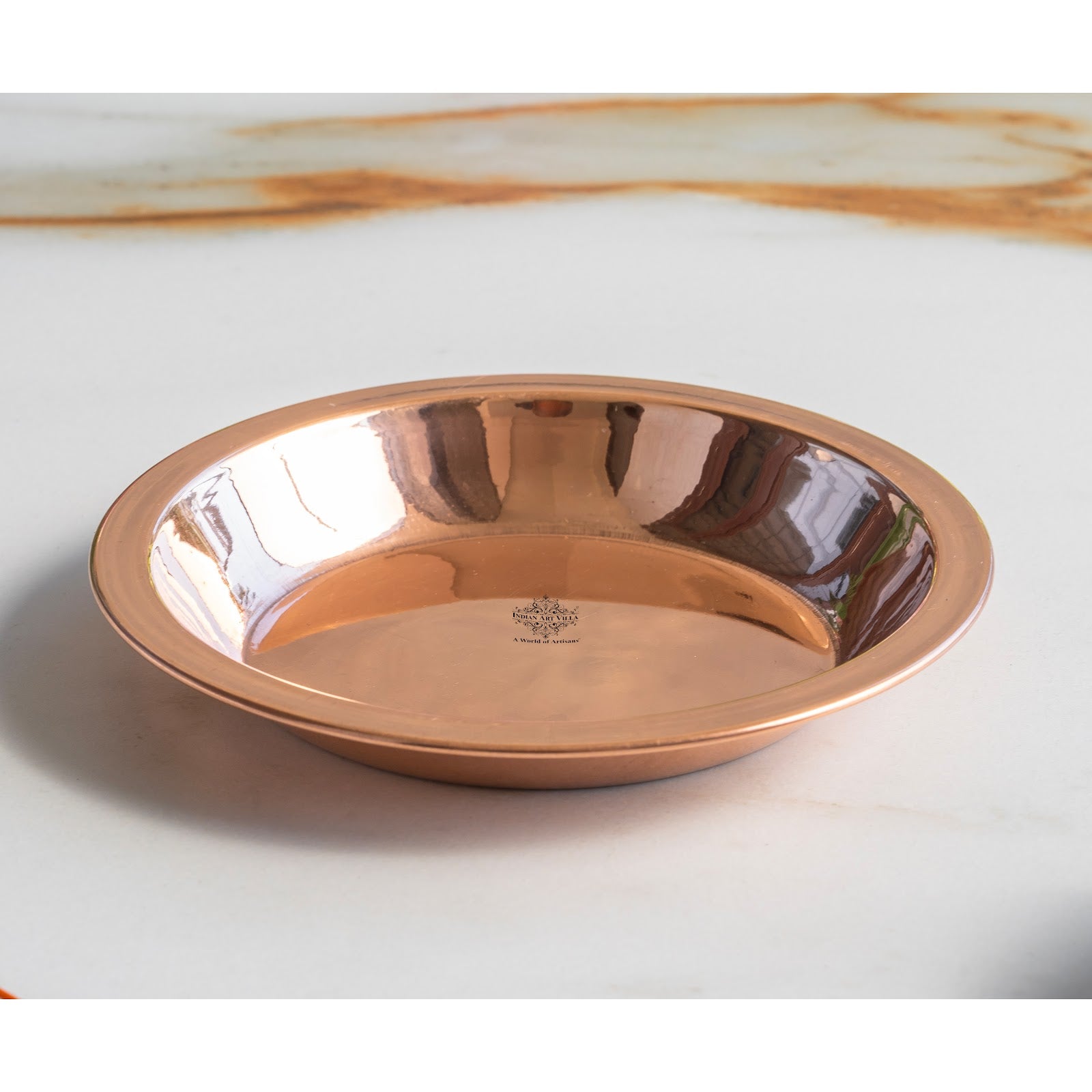 Pure Copper Plain Design Pooja Worship Thali Plate