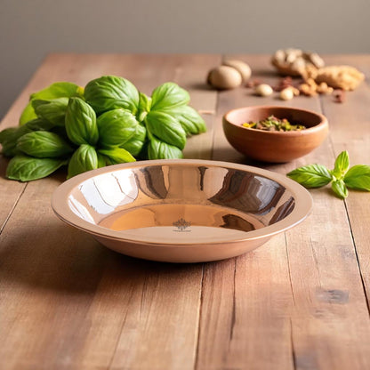 Pure Copper Plain Design Pooja Worship Thali Plate