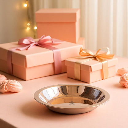 Pure Copper Plain Design Pooja Worship Thali Plate