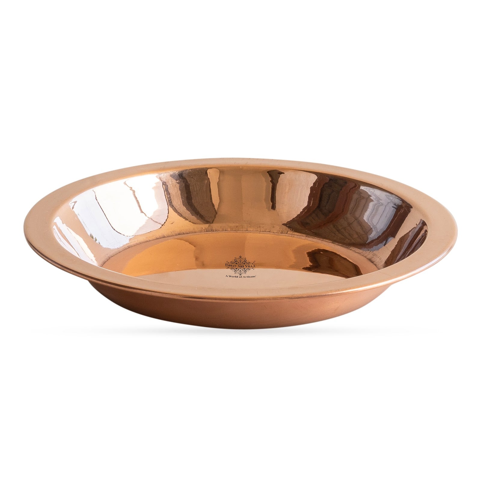 Pure Copper Plain Design Pooja Worship Thali Plate
