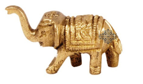 Pure Brass Small Elephant with Embossed Design