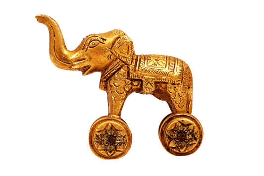 Brass Big Elephant With Wheel For Decoration Home
