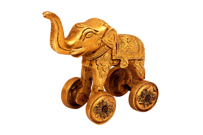 Brass Big Elephant With Wheel For Decoration Home