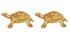 Brass Hammered Vastu Fengshui Tortoise Statue, Home Decor Good Luck, Gift Item, 10.16 cm