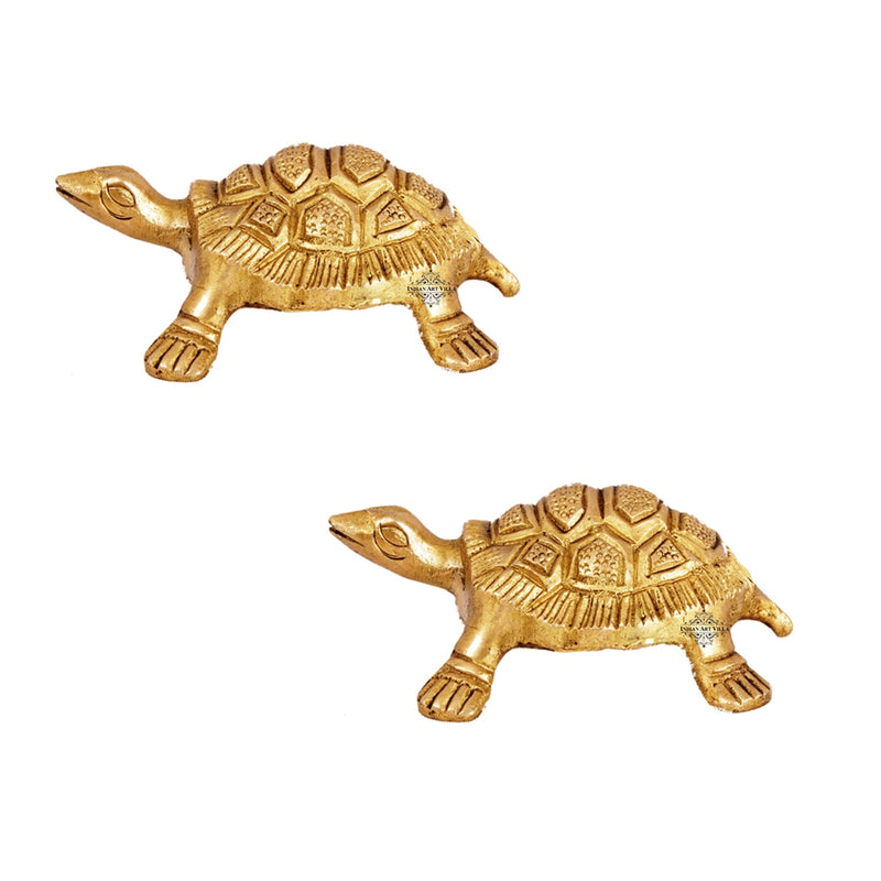 Brass Hammered Vastu Fengshui Tortoise Statue, Home Decor Good Luck, Gift Item, 11.68 cm