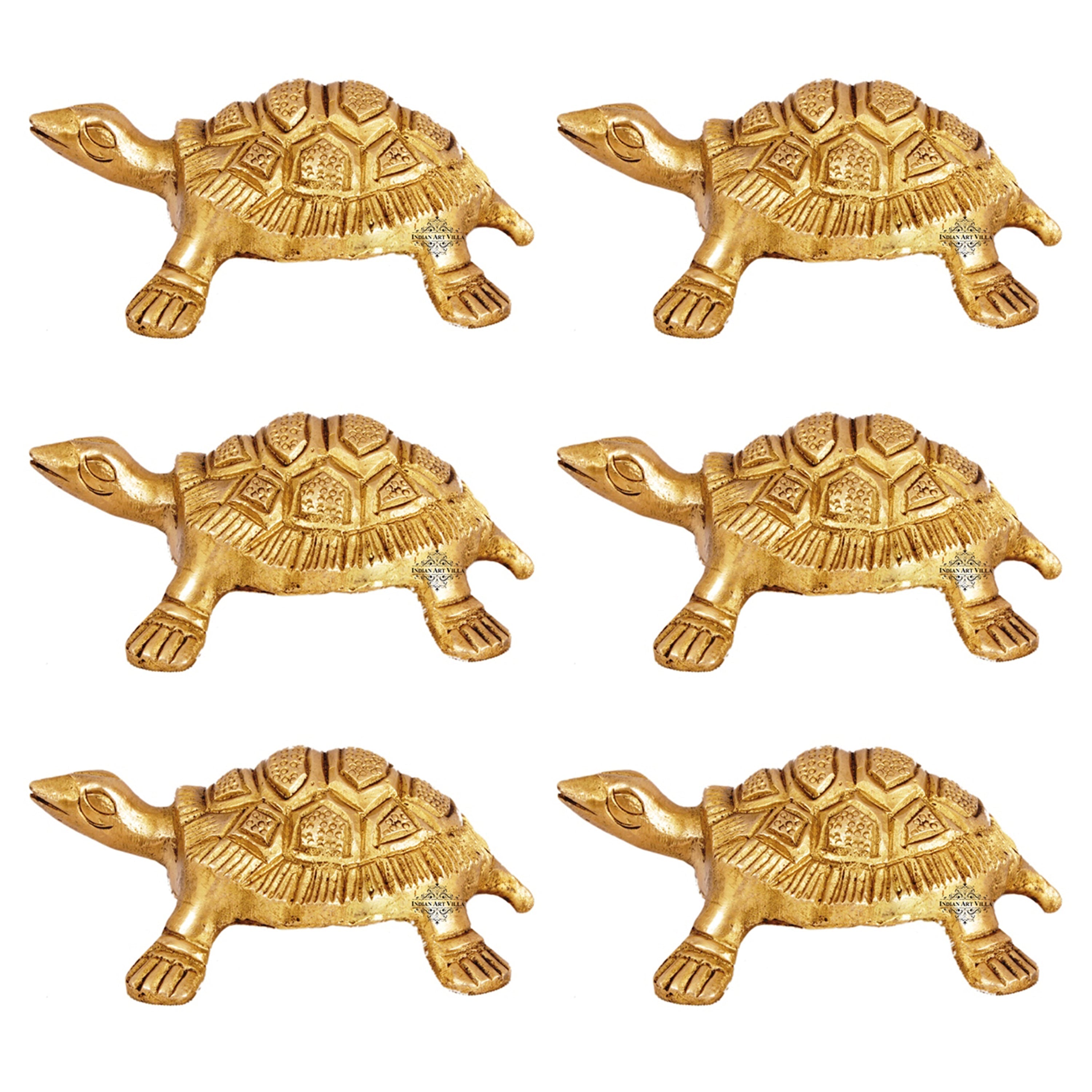 Brass Hammered Vastu Fengshui Tortoise Statue, Home Decor Good Luck, Gift Item, 11.68 cm