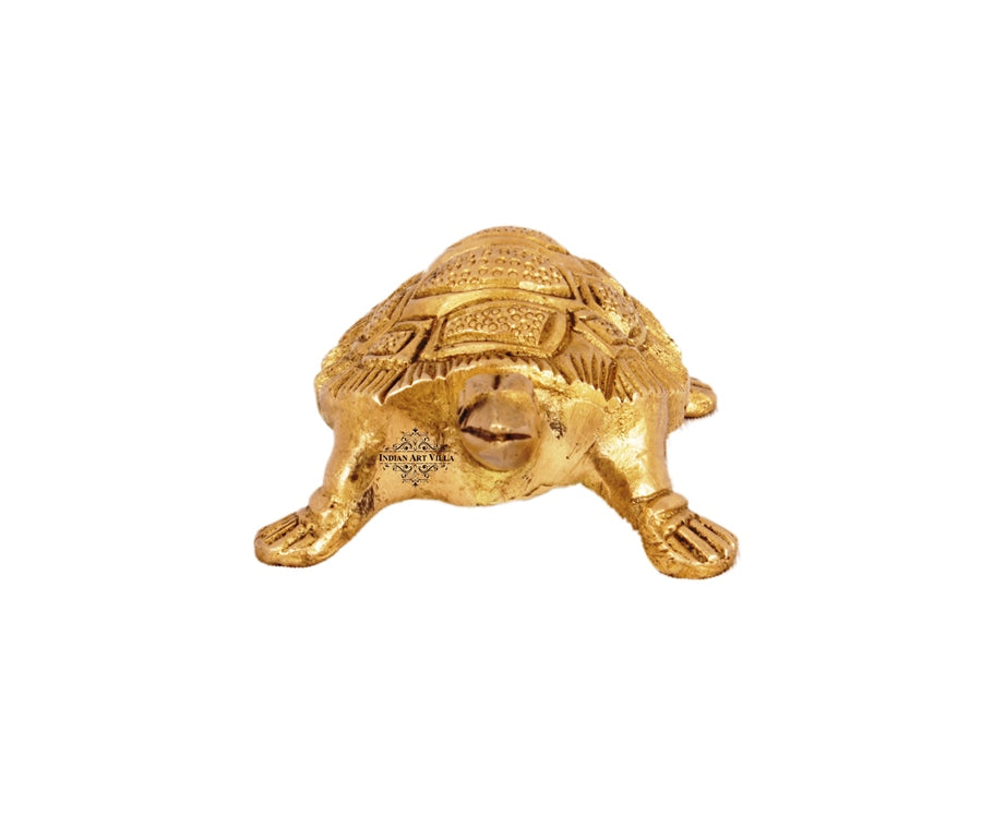 Brass Hammered Vastu Fengshui Tortoise Statue, Home Decor Good Luck, Gift Item, 11.68 cm