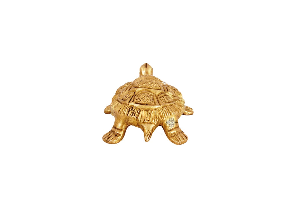 Brass Hammered Vastu Fengshui Tortoise Statue, Home Decor Good Luck, Gift Item, 11.68 cm