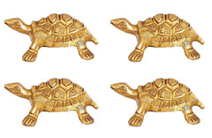 Brass Hammered Vastu Fengshui Tortoise Statue, Home Decor Good Luck, Gift Item, 10.16 cm