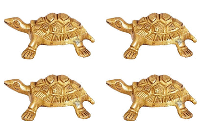 Brass Hammered Vastu Fengshui Tortoise Statue, Home Decor Good Luck, Gift Item, 10.16 cm