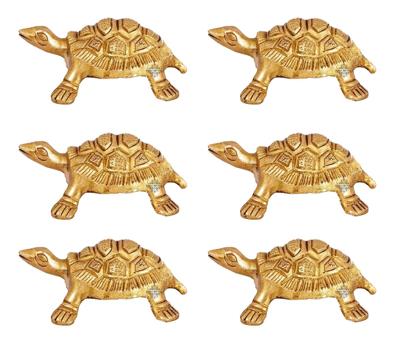 Brass Hammered Vastu Fengshui Tortoise Statue, Home Decor Good Luck, Gift Item, 10.16 cm