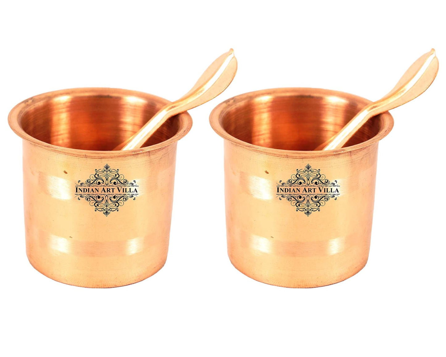 Pure Copper Panch Patra Worship Glass and Spoon