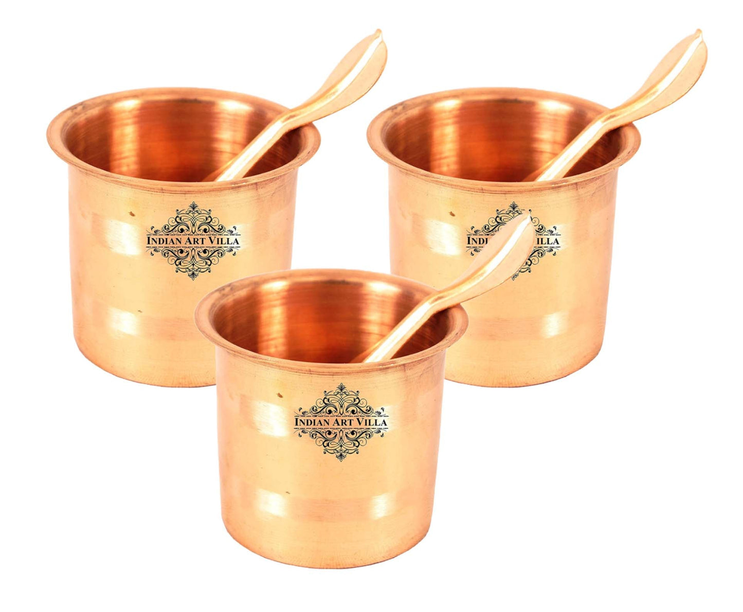 Pure Copper Panch Patra Worship Glass and Spoon