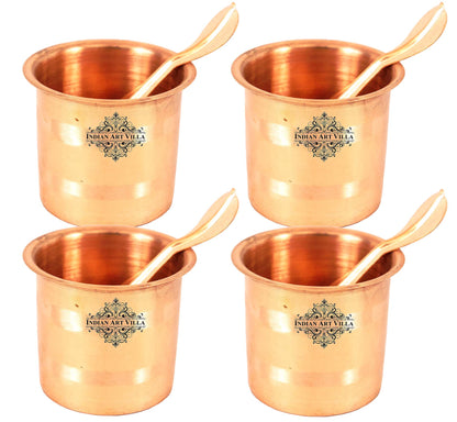 Pure Copper Panch Patra Worship Glass and Spoon