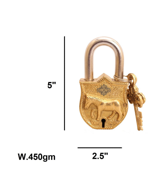 Pure Brass Horse Design Lock With 2 Key