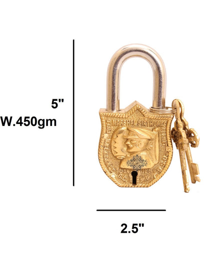 Pure Brass Marshal Design Lock with 2 Key