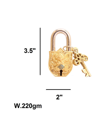Pure Brass Small Owl Design Lock with 2 Key