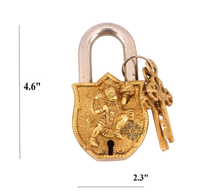 Pure Brass Hanuman Ji Design Lock with 2 Key