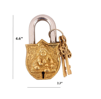 Pure Brass Laddu Gopal Ji Design Lock with 2 Key