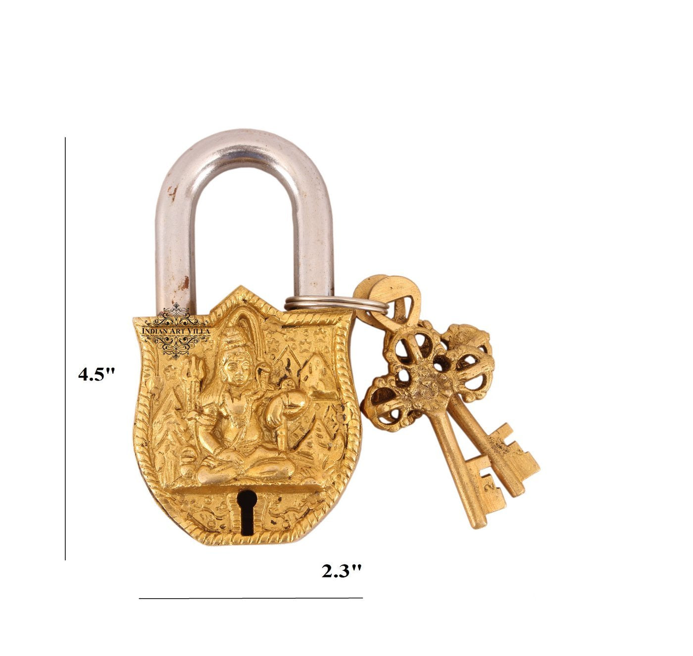 Pure Brass Lord Shiva Design Lock with 2 Keys
