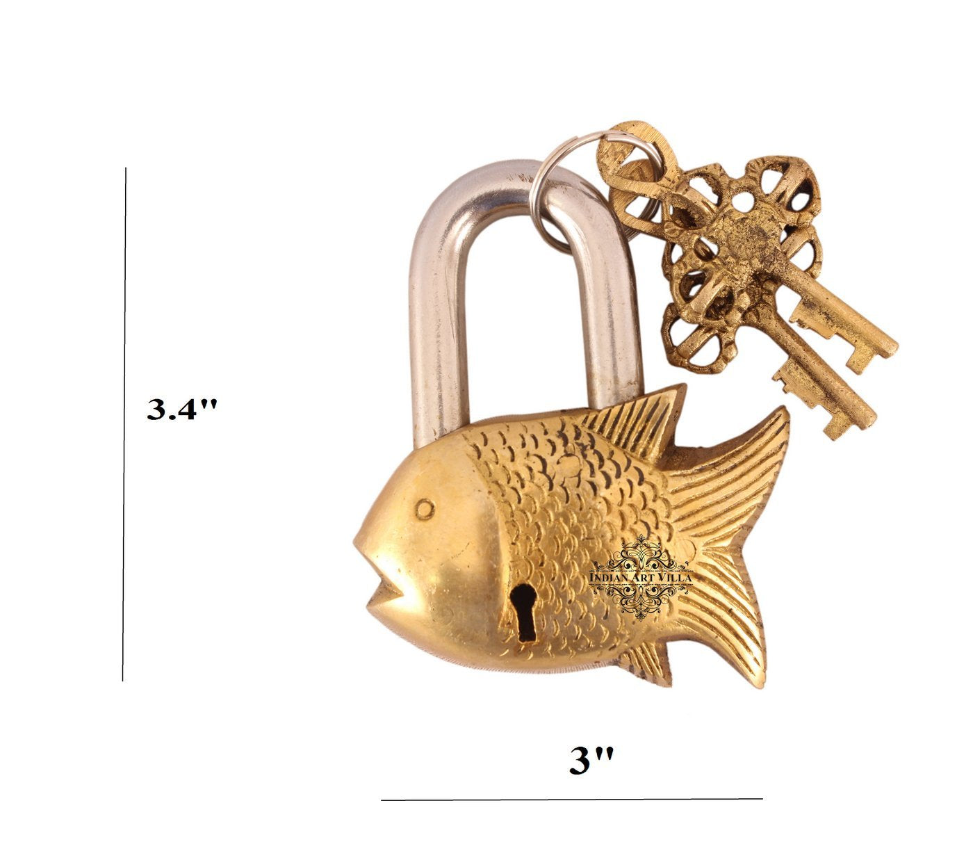 Pure Brass Small Fish Shape Design Lock with 2 Keys