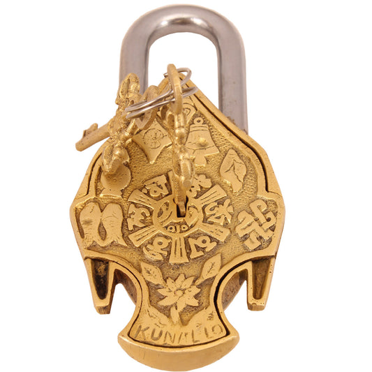 Pure Brass Buddha Design Lock with 2 Keys