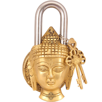 Pure Brass Buddha Design Lock with 2 Keys