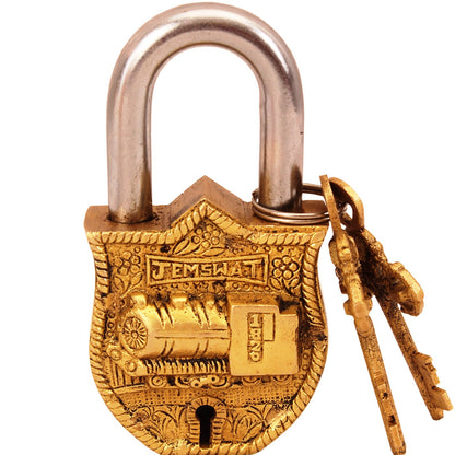 Pure Brass Train Engine Design Lock with 2 Keys