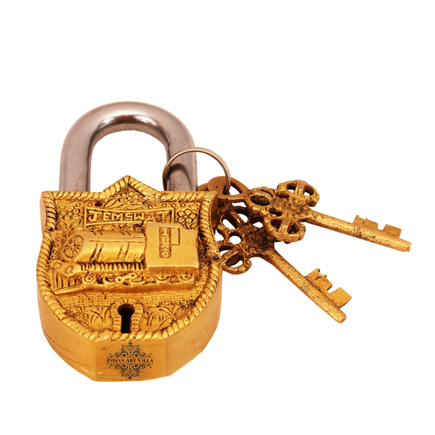 Pure Brass Train Engine Design Lock with 2 Keys