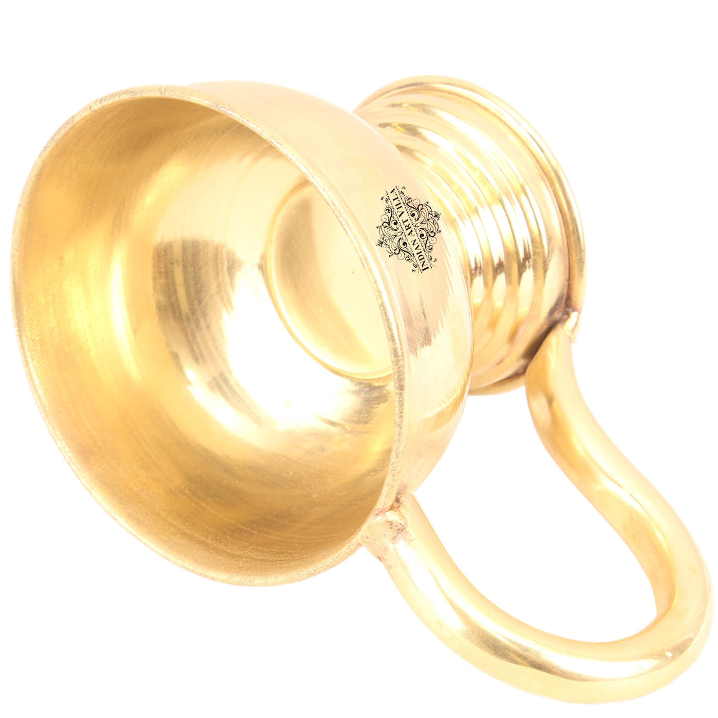 Handcrafted Pure Brass Plain Design Diya Stand with Handle, Oil Lamp For Home, Office, Temple