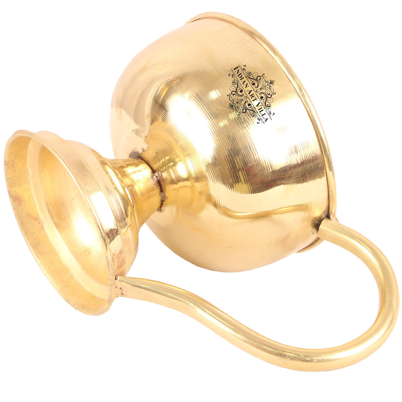 Handcrafted Pure Brass Plain Design Diya Stand with Handle, Oil Lamp For Home, Office, Temple