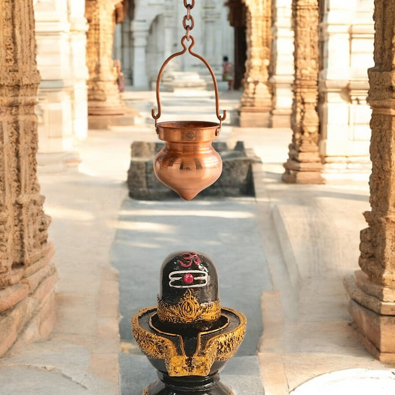 Pure Copper Shiv Ji Jal Dhara Container, Shivling Abhishekam, Temple Home