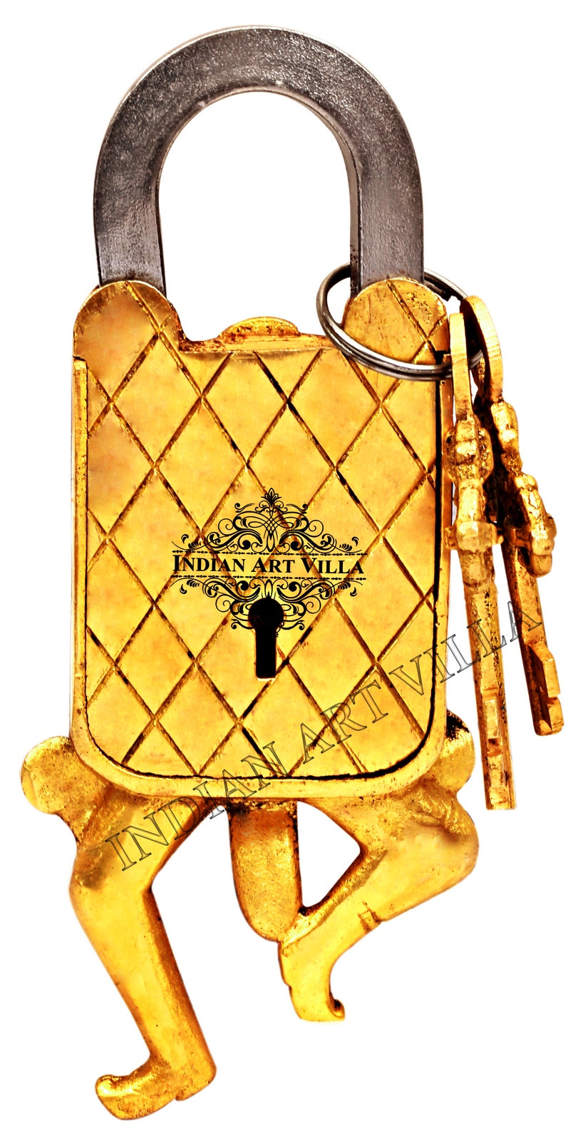 Handmade Pure Brass Ancient Warrior Design Lock with 2 Keys