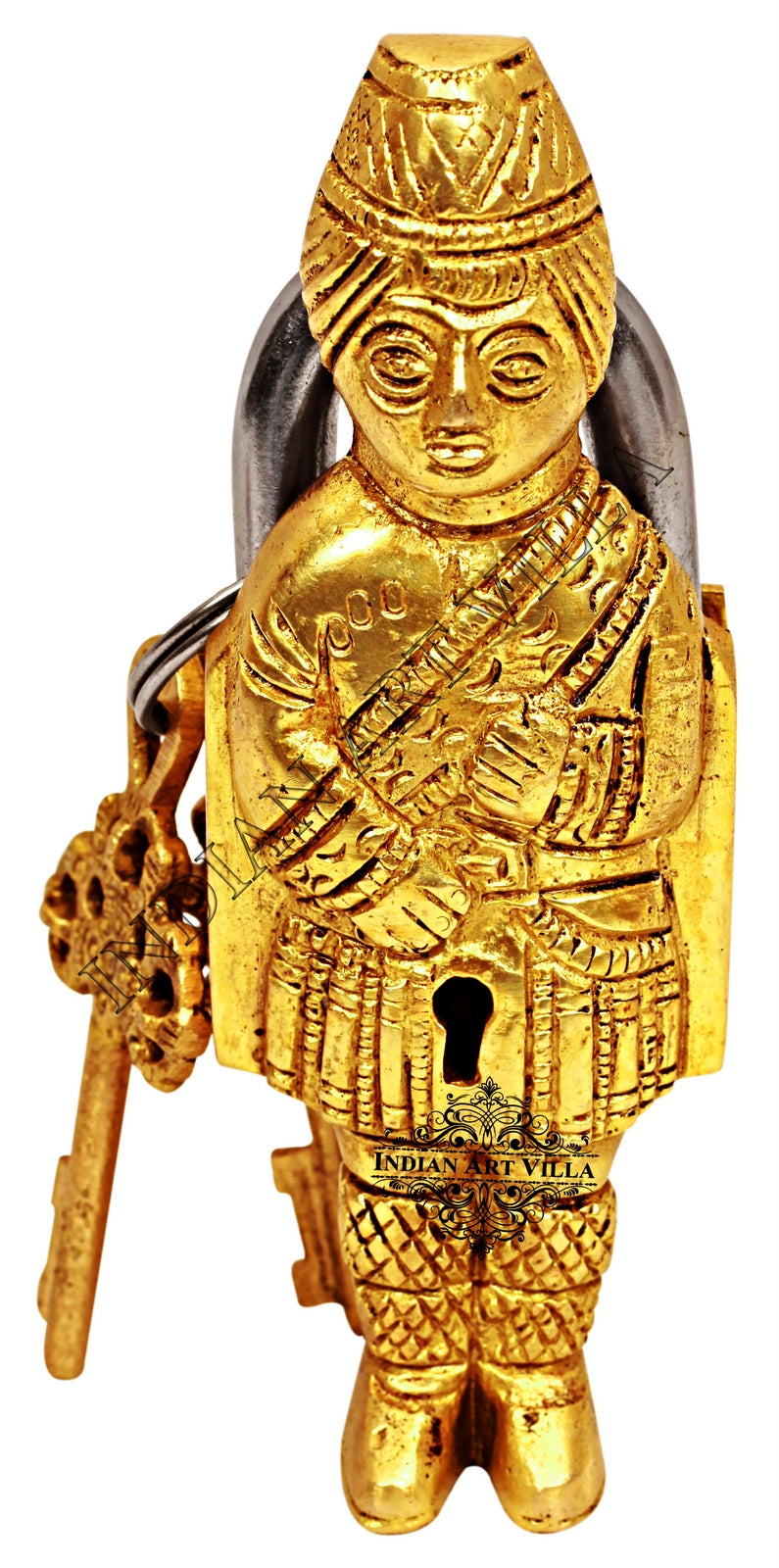 Handmade Pure Brass Guard Design Lock with 2 Keys