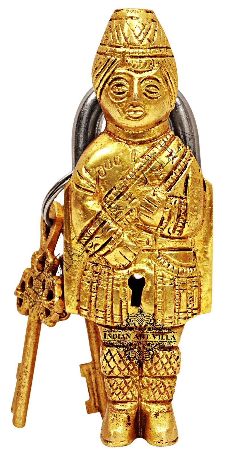 Handmade Pure Brass Guard Design Lock with 2 Keys