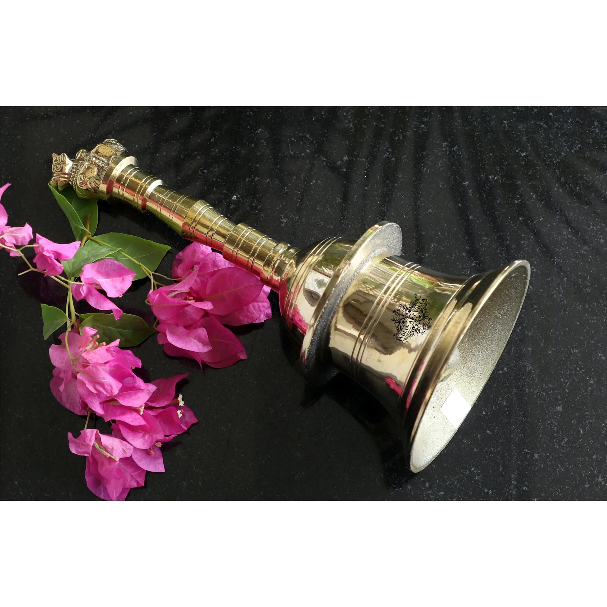 Brass Handmade Designer Pooja Bell, Ghanti, Nandi Cow Design, Spiritual Item