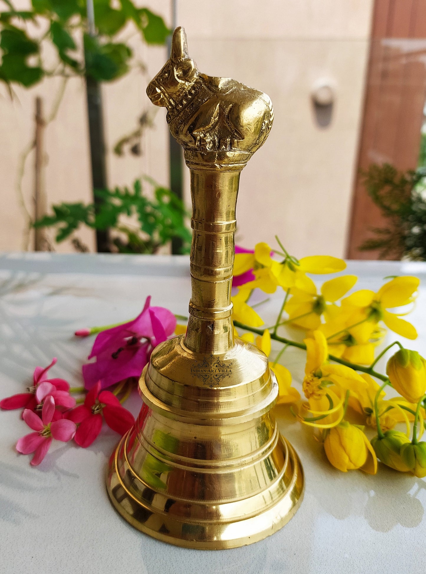 Brass Handmade Designer Pooja Bell, Ghanti, Nandi Cow Design, Spiritual Item
