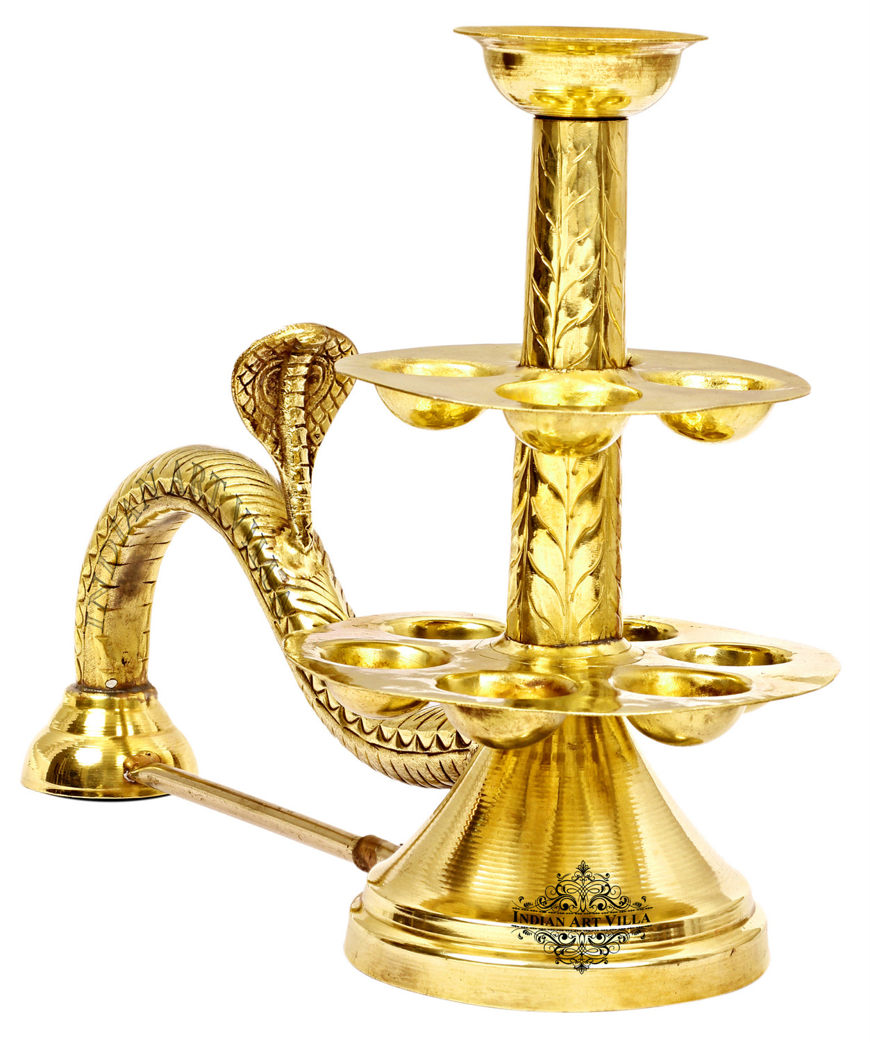 Pure Brass Designer Arti Diya Burner Lamp with 11 Wicks Holder