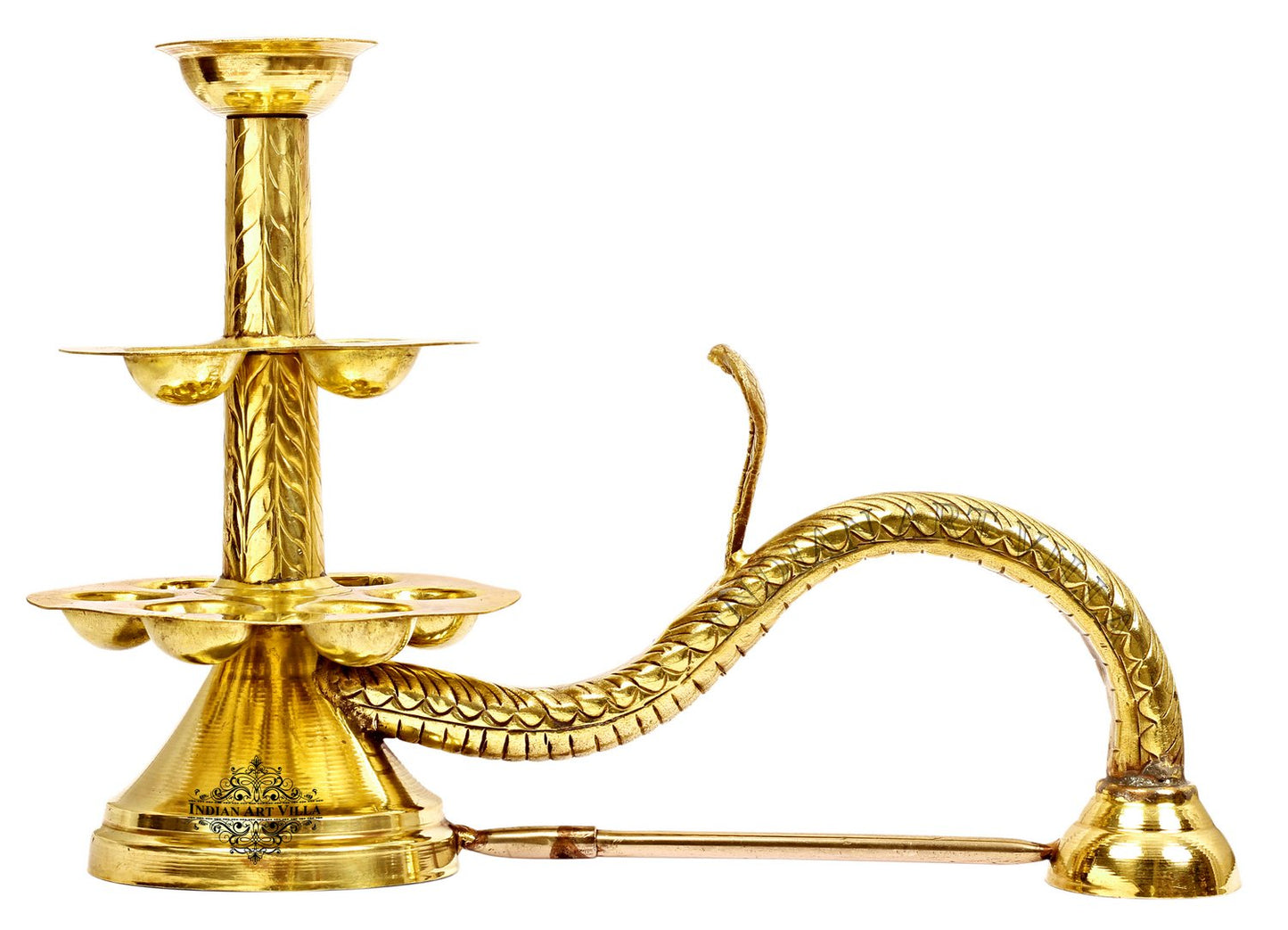 Pure Brass Designer Arti Diya Burner Lamp with 11 Wicks Holder