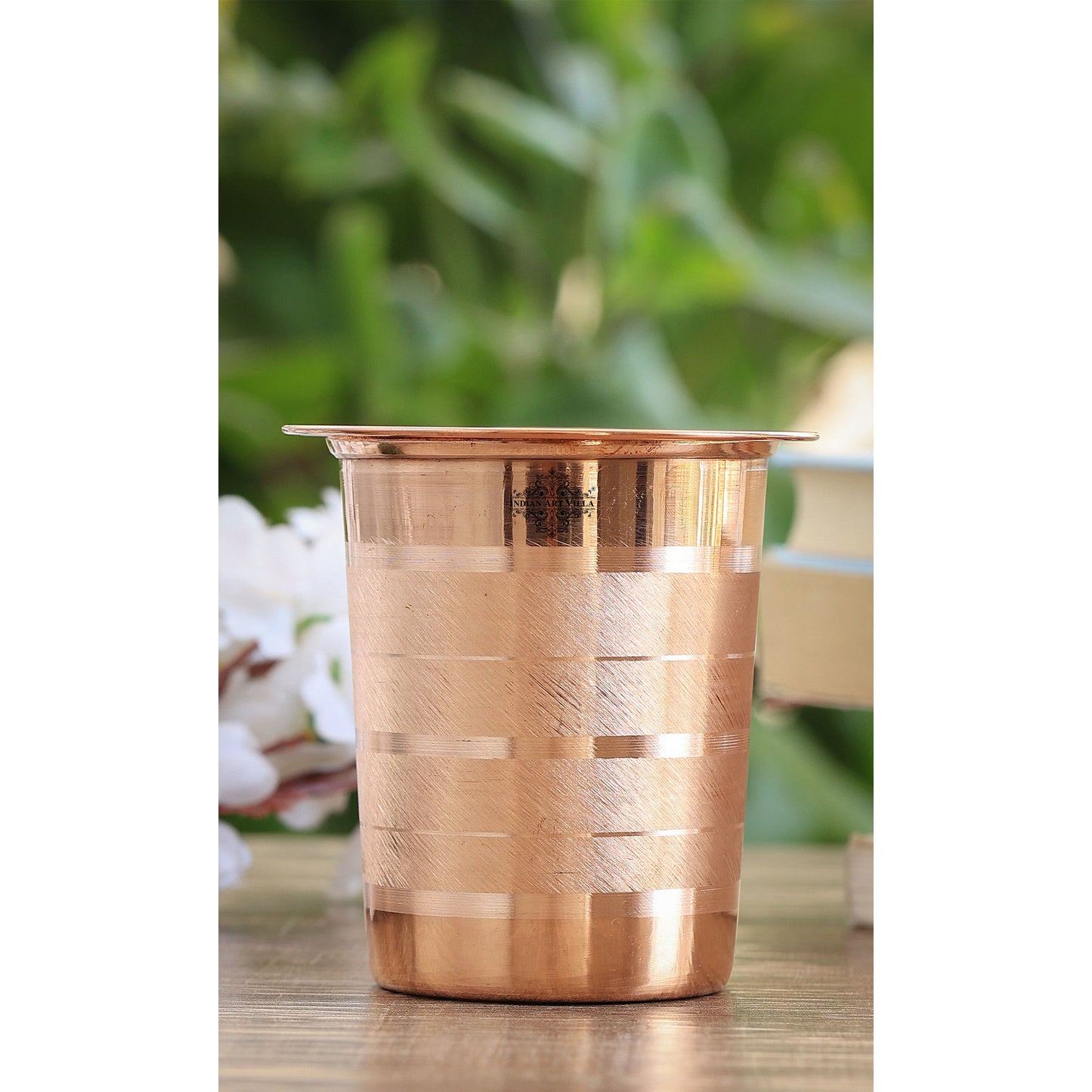 Pure Copper Glass, Tumbler Handcrafted in Luxury Design with a Plain Copper Lid, Drinkware, Serveware, 300 ml