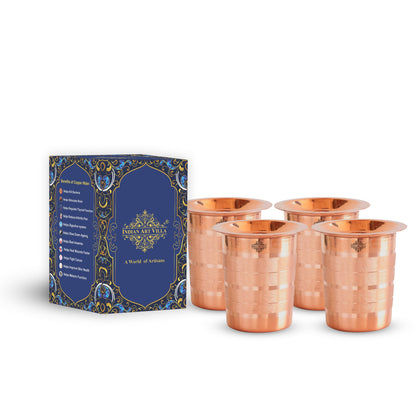 Pure Copper Glass, Tumbler Handcrafted in Luxury Design with a Plain Copper Lid, Drinkware, Serveware, 300 ml