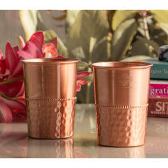 Pure Copper Lacquer Coated Plain & Hammered Design Glass 275 ML