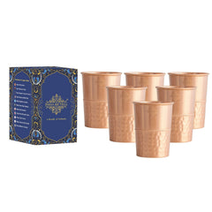 Pure Copper Lacquer Coated Plain & Hammered Design Glass 275 ML